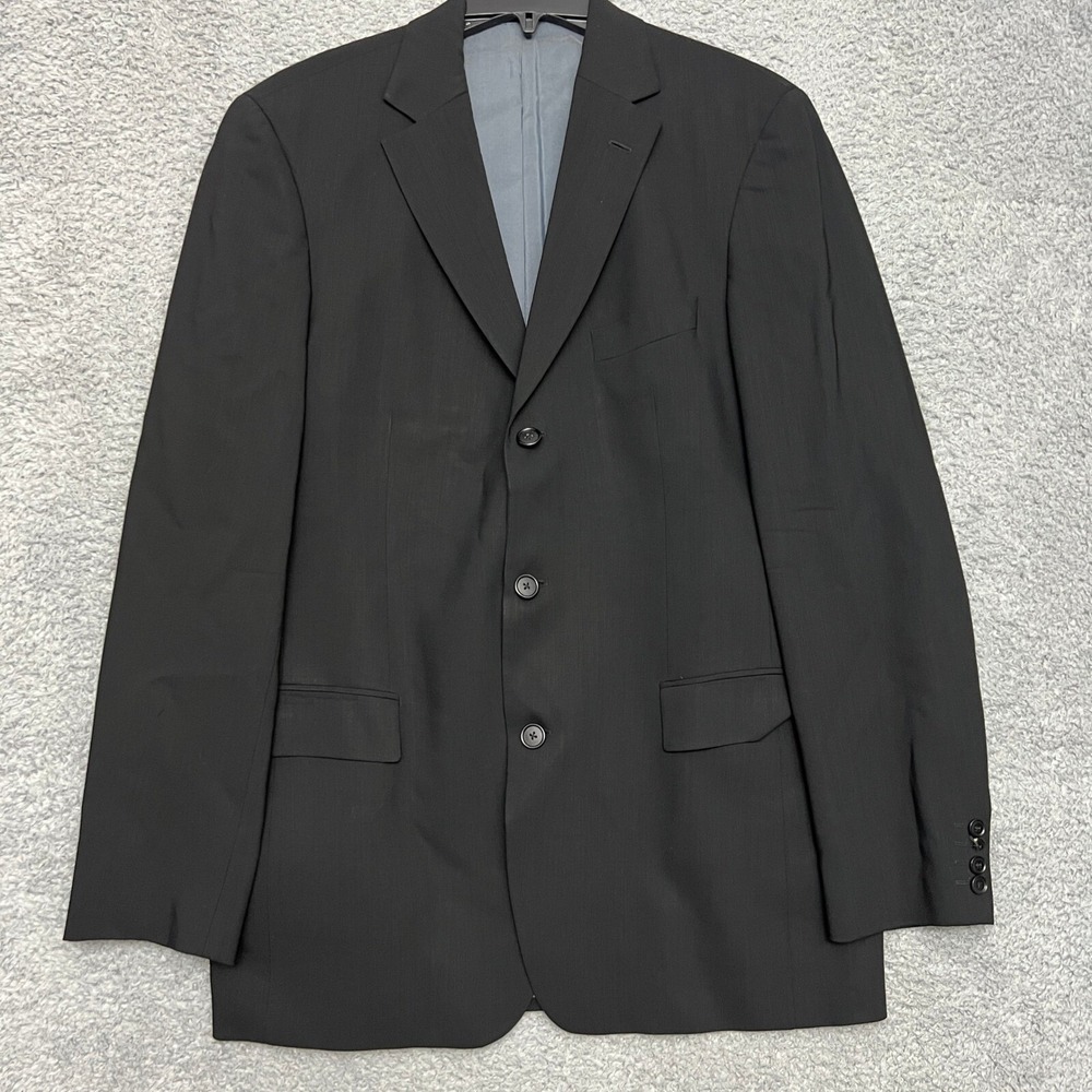 Hugo Boss‎ Blazer Men 42R Black Excellent 3-Button Wool Suit Jacket Made in USA